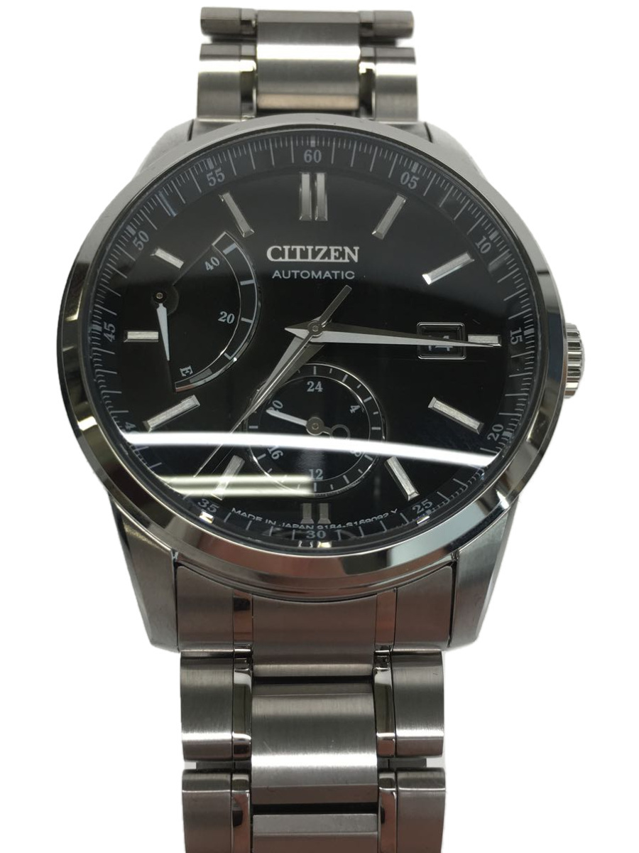 CITIZEN◆9184-S123445/072380841/自動巻腕時計/アナログ/ステンレス/ブラック/シルバー// バックスケルトン_画像1