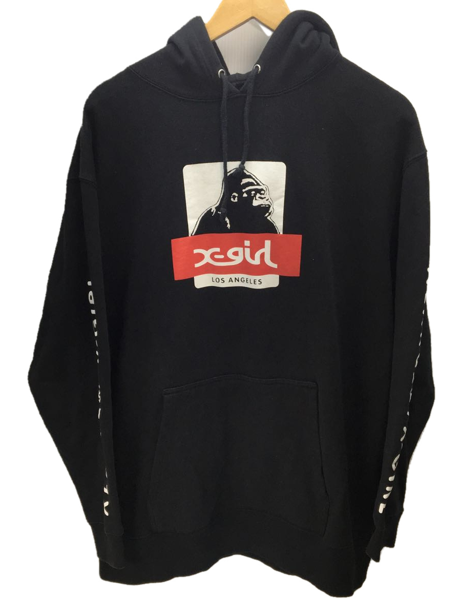 X-LARGE◆エクストララージ/エックスガール/XLXG BOX LOGO SWEAT HOODIE/パーカー/XL/ブラック