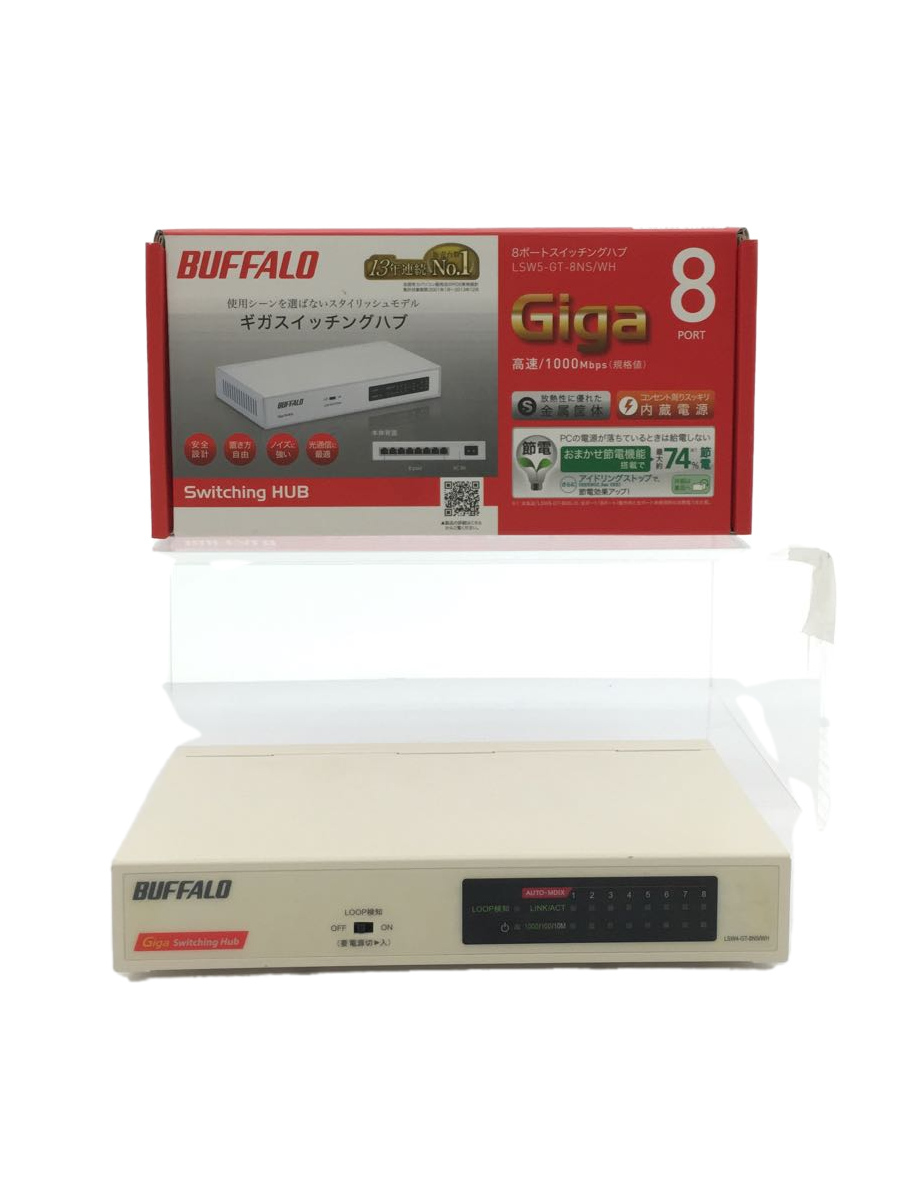 BUFFALO◆8ポート Giga対応 スイッチングハブ/LSW5-GT-8NS/WH/本体ヤケ有/取説欠品_画像1