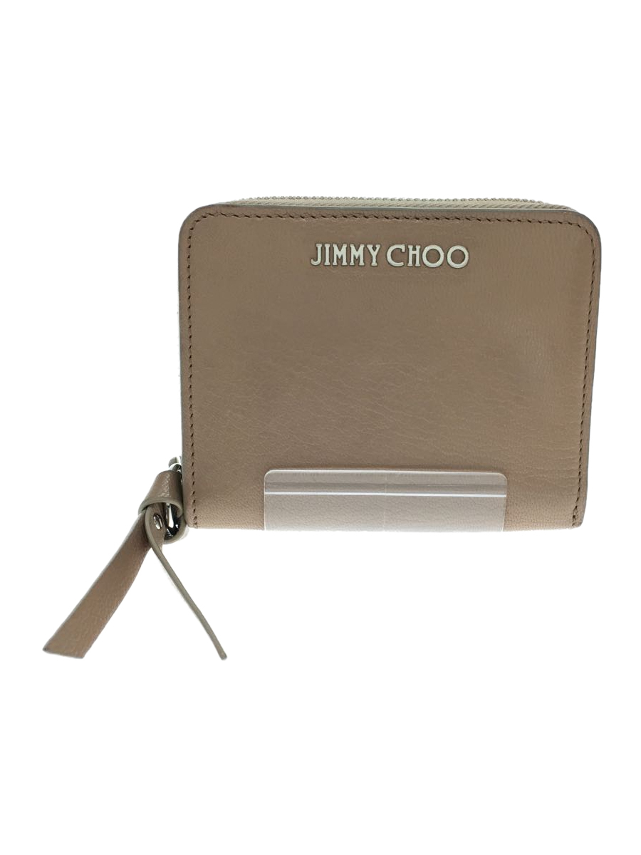 JIMMY CHOO◆2つ折り財布/レザー/ベージュ/無地