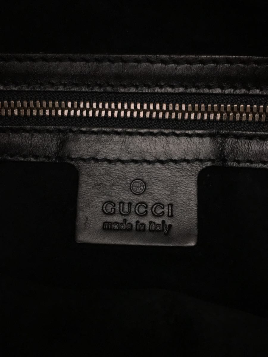 GUCCI◆ハンドバッグ/レザー/BLK/無地/ワンショルダー_画像3