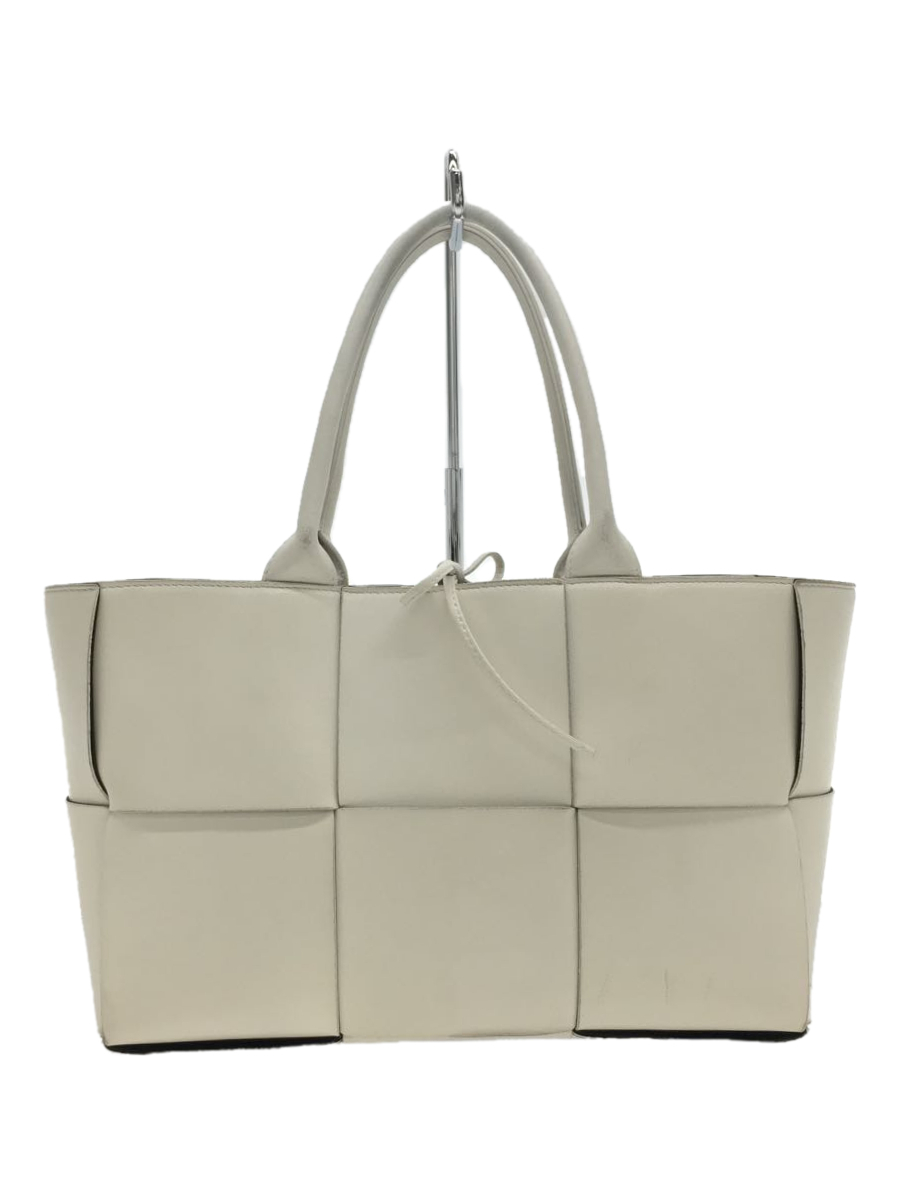 BOTTEGA VENETA◆THE ALCO TOTE/アルコトート/トートバッグ/レザー/ホワイト/イントレチャート