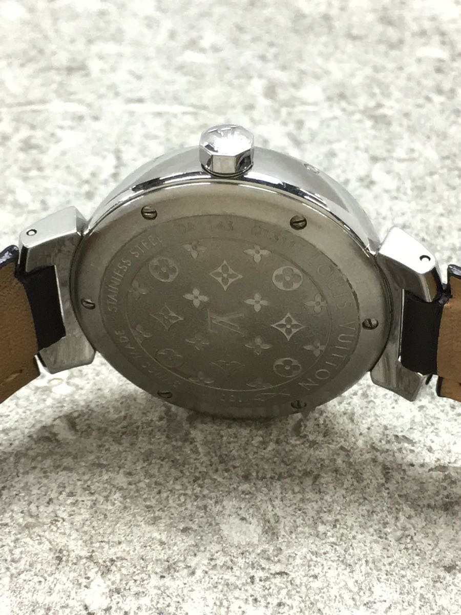 LOUIS VUITTON◆タンブールMM_QZ_SS/革_34mm/アナログ/ステンレス/GRY/BRW_画像3