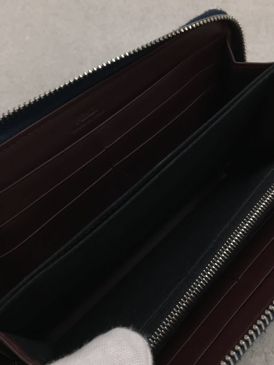FENDI◇ZIP AROUND SUPERBUG/RICAMO/長財布/レザー/NVY/7M0210 A3KK