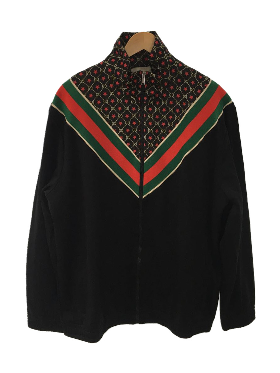 GUCCI◆ZIP OVER JKT TECHNICAL JERSEY/XL/ポリエステル/BLK/575735