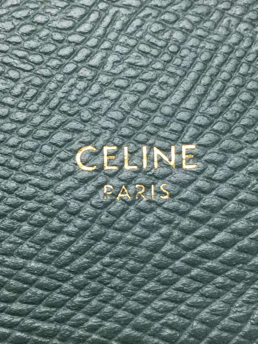 CELINE◆2つ折り財布/レザー/GRN/無地/レディース_画像3