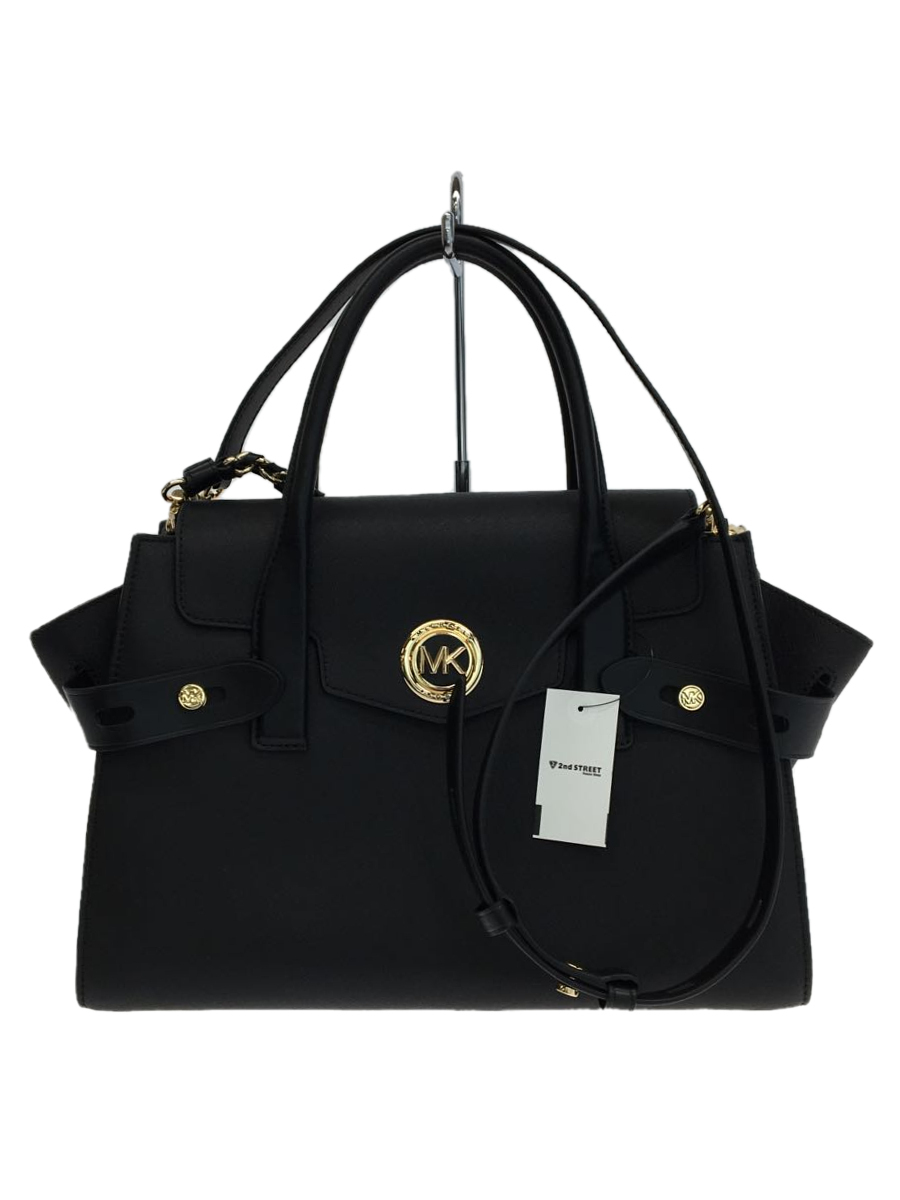 MICHAEL KORS◆ショルダーバッグ/レザー/BLK/無地//2WAY ショルダーバッグ MKチャーム_画像1