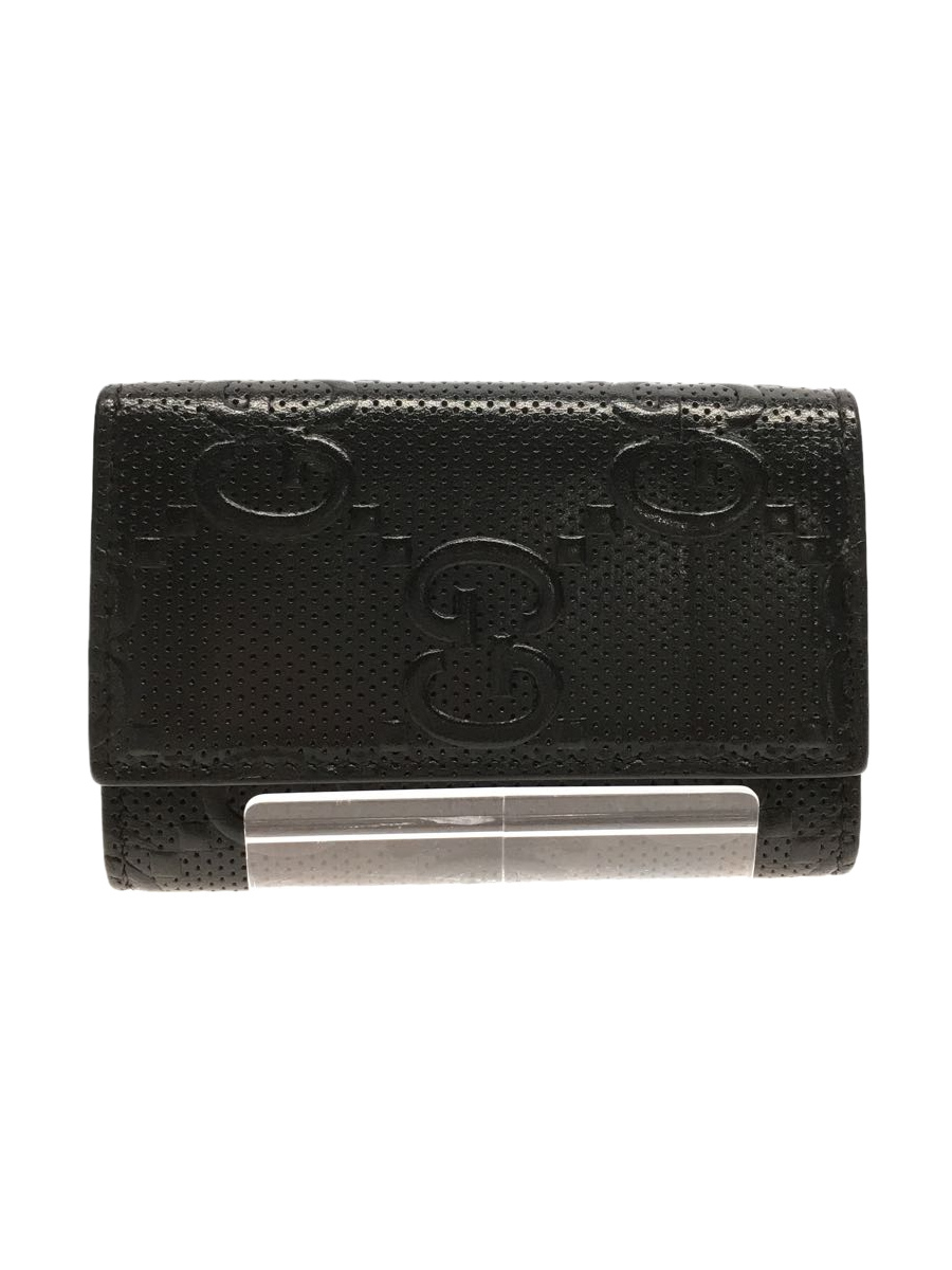 GUCCI◆キーケース/レザー/BLK/625565/GGエンボス/6連キーケース