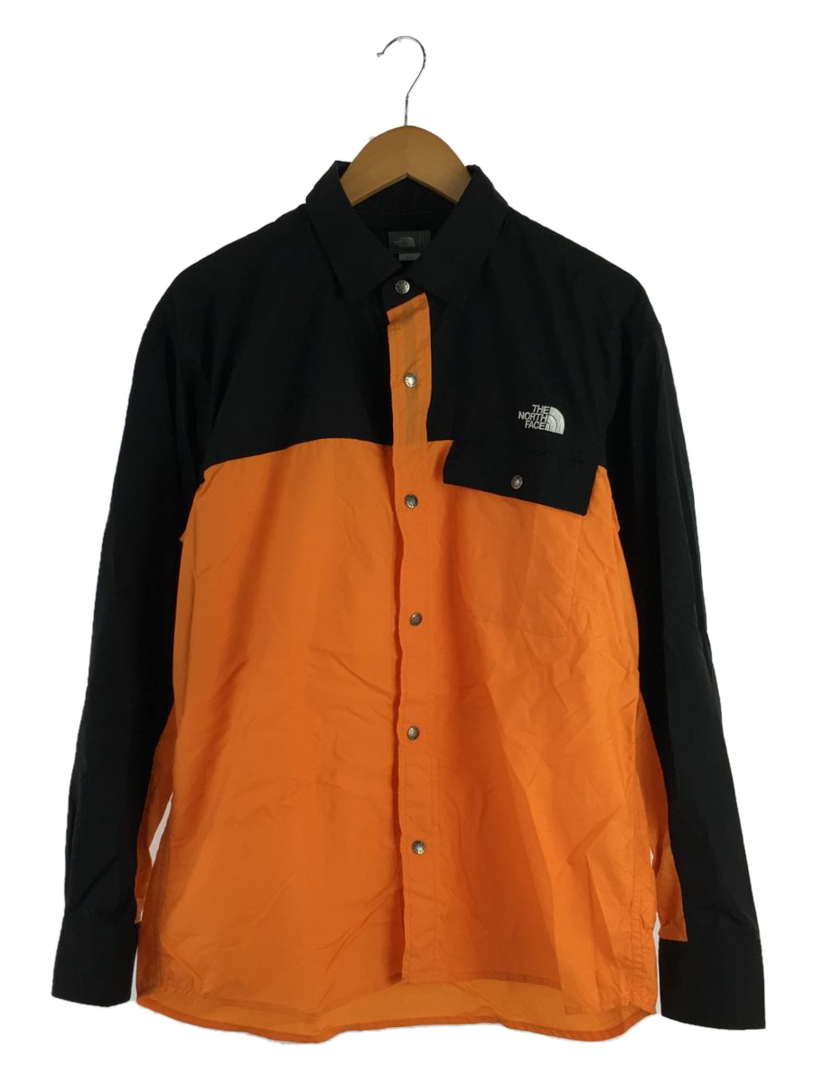 THE NORTH FACE◆L/S NUPTSE SHIRT/ロングスリーブヌプシシャツ/L/ナイロン/オレンジ/無地/NR11961_画像1