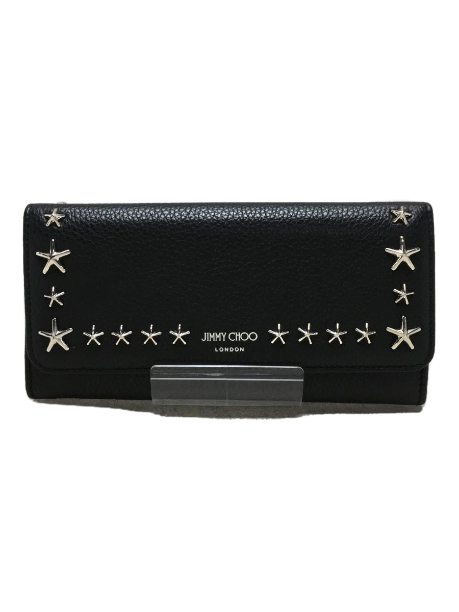 JIMMY CHOO◆長財布/牛革/BLK/ユニセックス/SOFTGRAINY CALF W/STARS