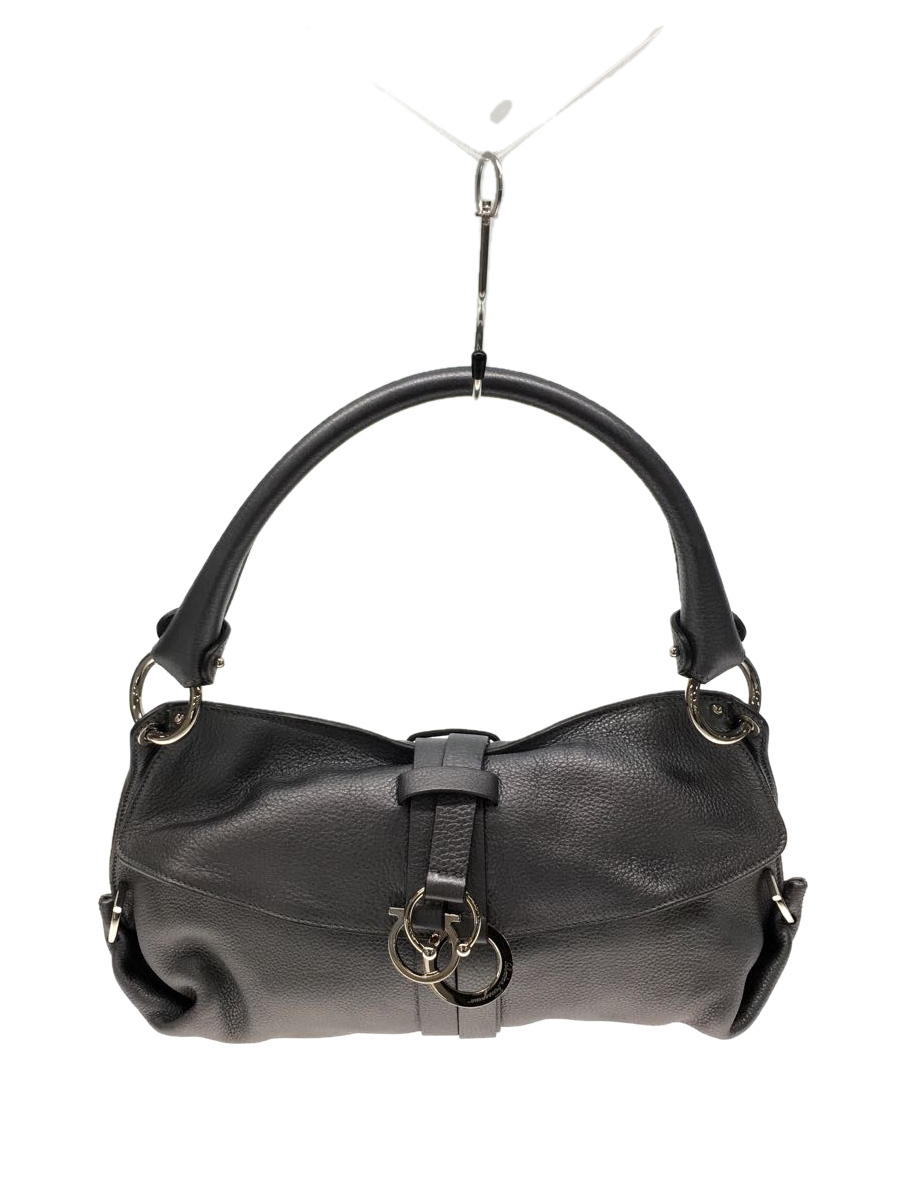 Salvatore Ferragamo◆EE-21 B643/レザーワンショルダーバッグ/ハンドバッグ/銀/グレー/鞄/ガンチーニ金具