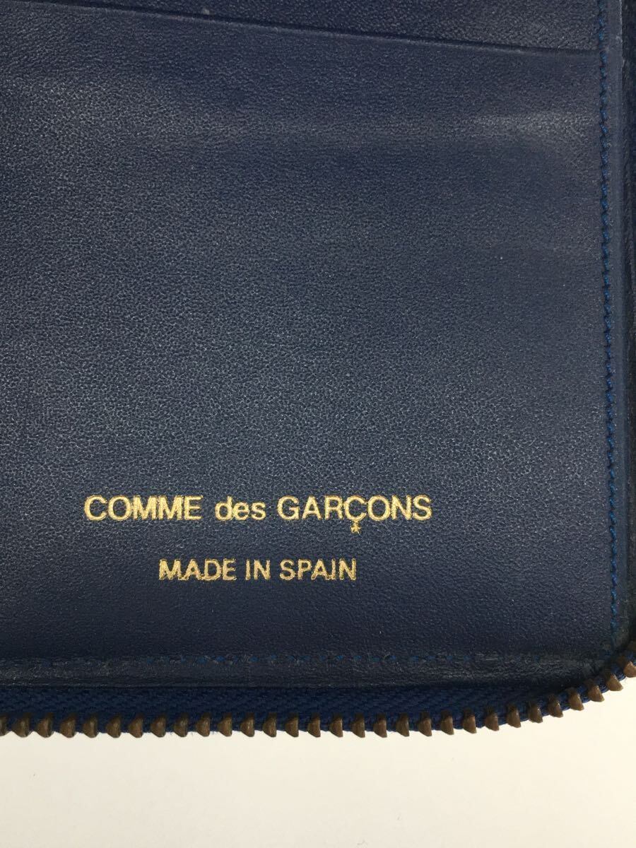 COMME des GARCONS* длинный кошелек / кожа /BLU/ раунд Zip / кожа / Испания производства 
