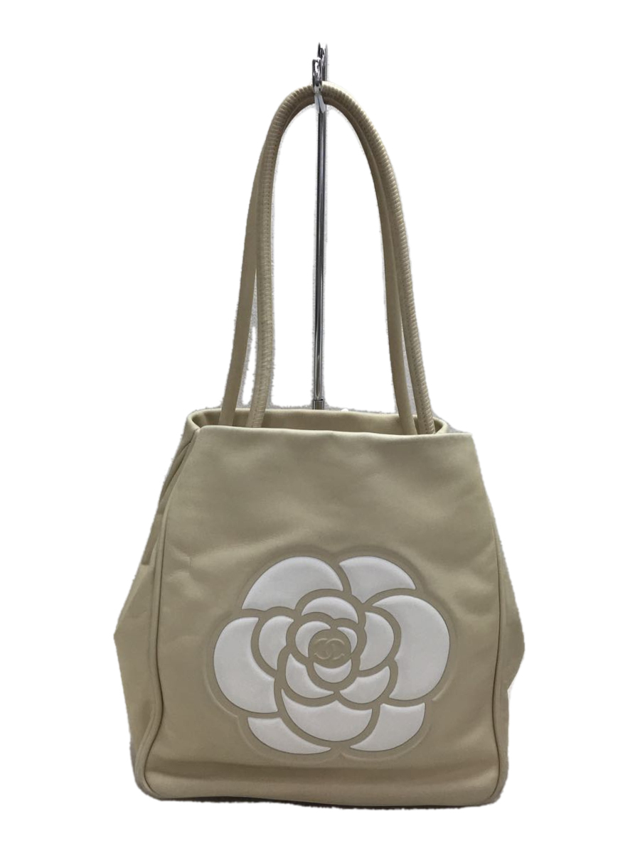がございま CHANEL◇トートバッグ_カメリア_カーフスキン/牛革/BEG