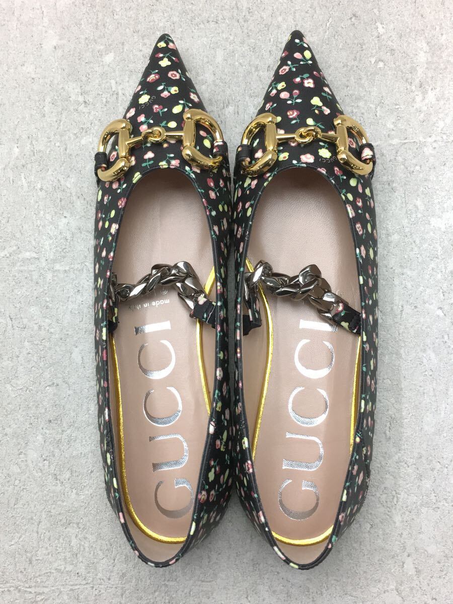 GUCCI◆フラットパンプス/36.5/23.5センチ/BLK/花柄/リバティフローラルバレリーナ/ホースビット/_画像4