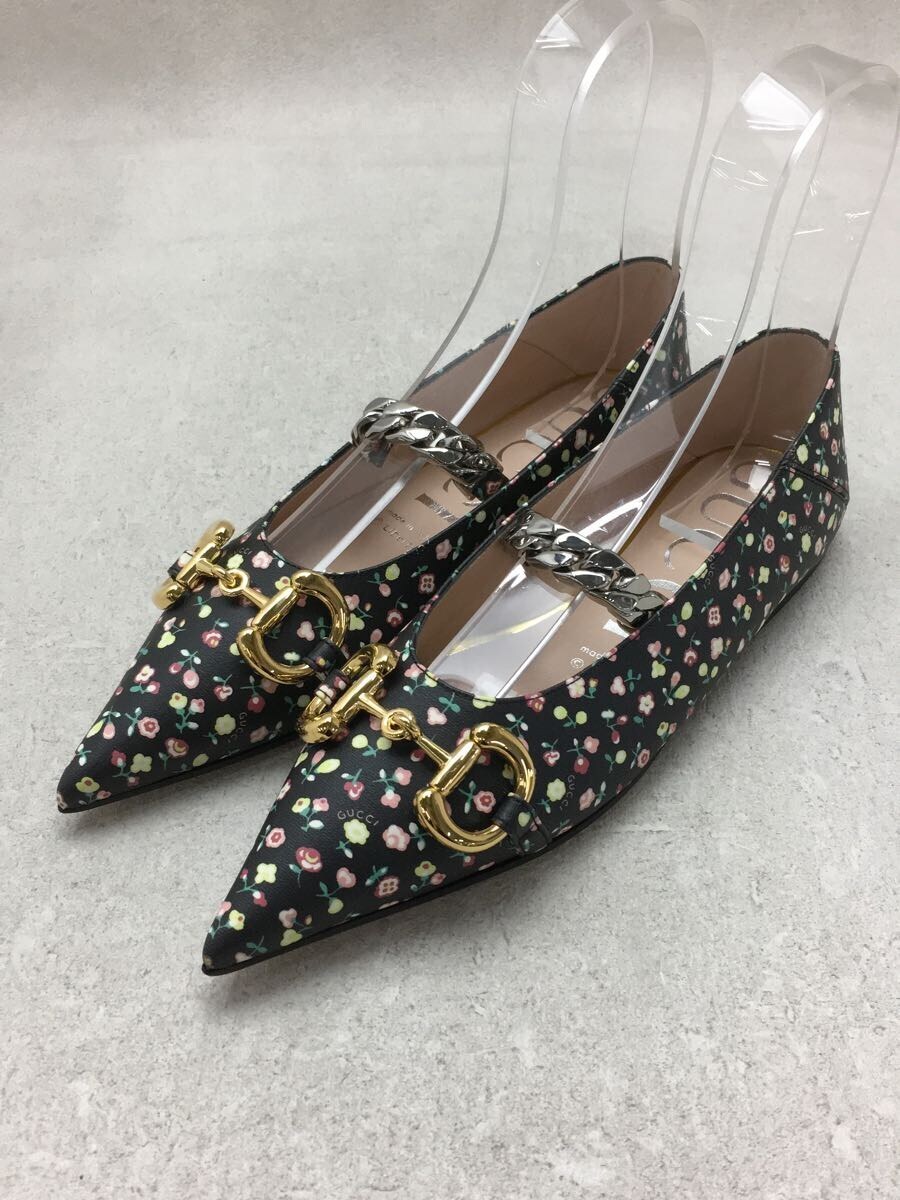 GUCCI◆フラットパンプス/36.5/23.5センチ/BLK/花柄/リバティフローラルバレリーナ/ホースビット/_画像2