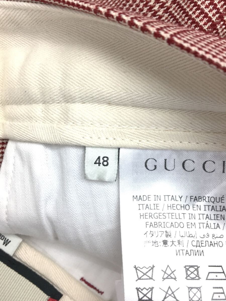 GUCCI◆ショートパンツ/48/ウール/RED/チェック_画像4