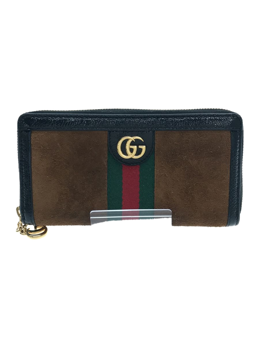 GUCCI◆長財布/スウェード/BRW/無地/レディース/523154-525040_画像1