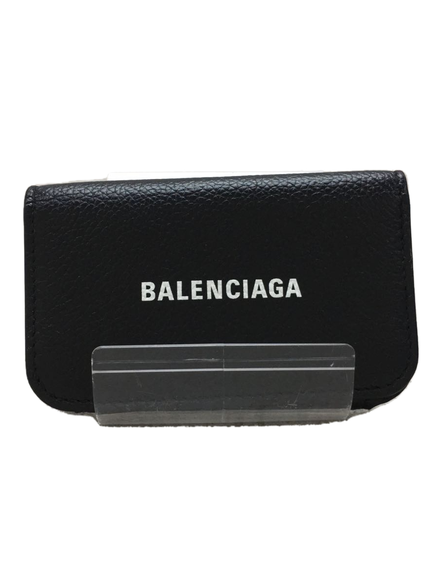 BALENCIAGA◆6連キーケース/レザー/ブラック/ロゴプリント/639820・1090・S・203437