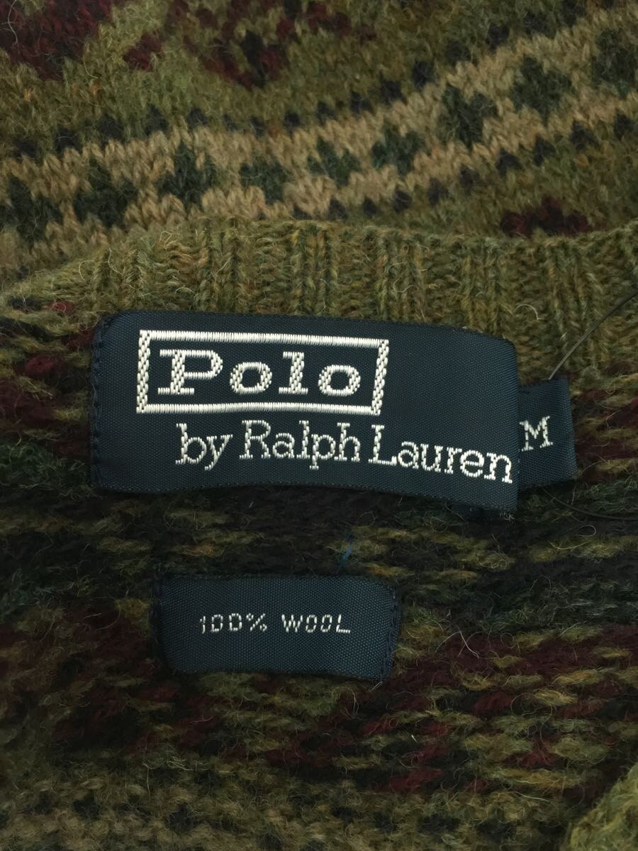 POLO RALPH LAUREN◆90s/フェアアイル柄/ニットベスト(薄手)/M/ウール/グリーン/ストライプ_画像3