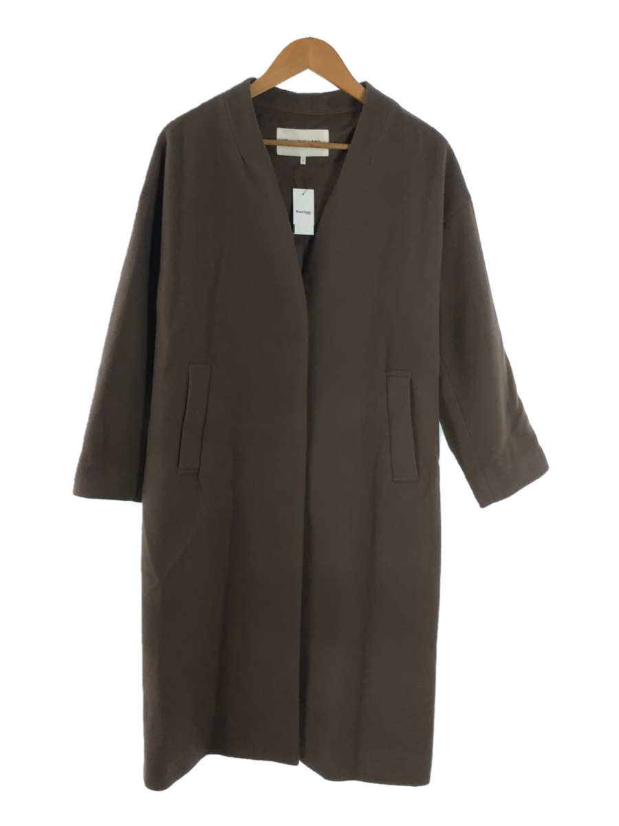 新着 RAY BEAMS◇ノーカラーVネックコート/0/ウール/BRW/61-19-0730