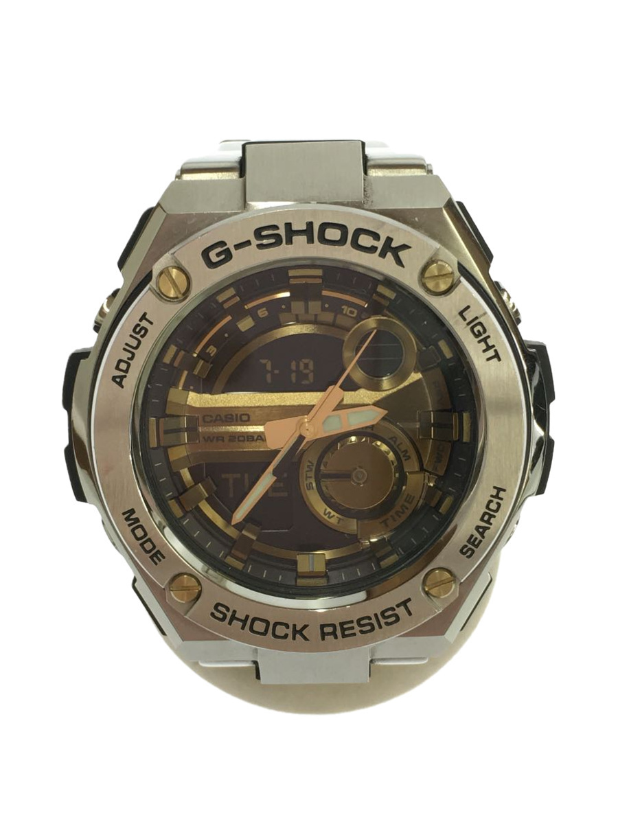 CASIO◆クォーツ腕時計・G-SHOCK/アナログ/GLD/SLV