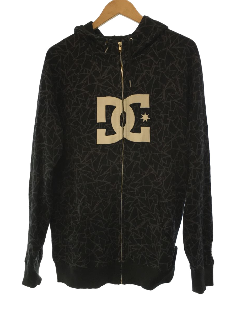 DC SHOES◆ジップパーカー/L/コットン/BLK/総柄/5120J704/ブラック_画像1