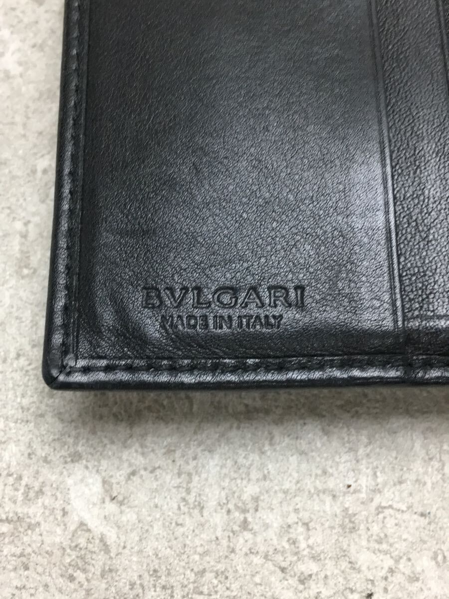 BVLGARI◆2つ折り財布/レザー/BLK/無地/ユニセックス/32384/小銭入れ色褪せ/汚れ_画像3