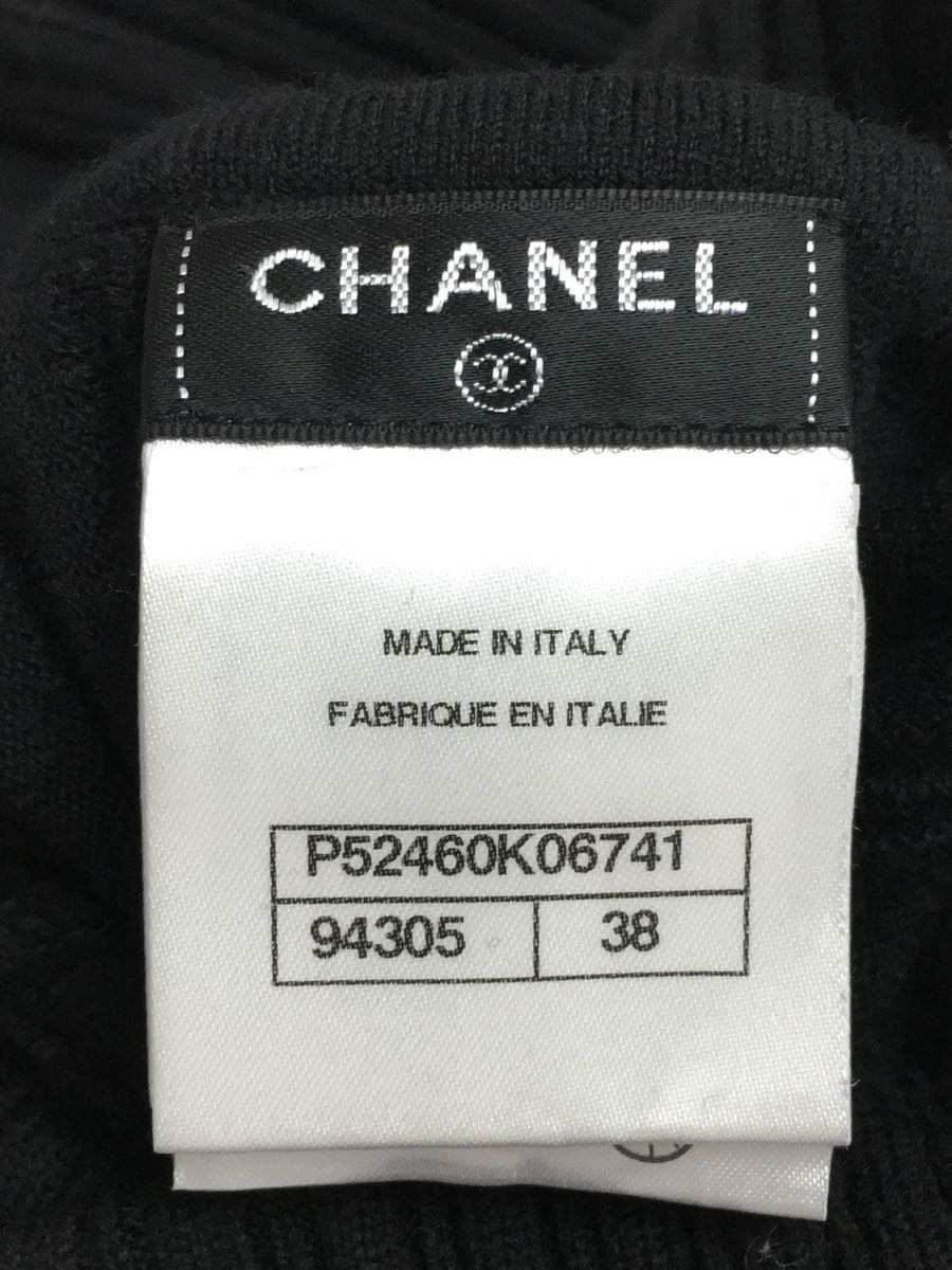 CHANEL◇半袖ワンピース/38/ウール/BLK/タートルネック/P52460K06741