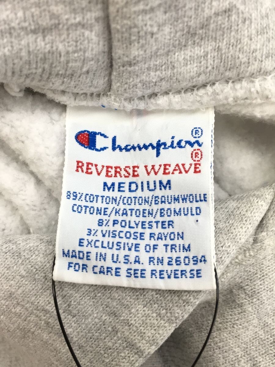 Champion◆90s/MADE IN USA/リブライン(ピンク)/スクリプトロゴ/パーカー/M/コットン/グレー_画像3