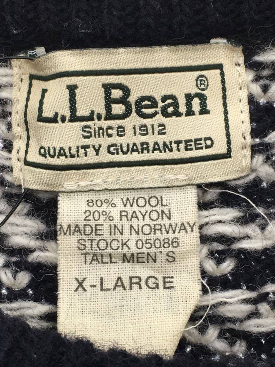 L.L.Bean◆バーズアイニット/セーター(厚手)/XL/ウール/ネイビー/USED/80s - 2