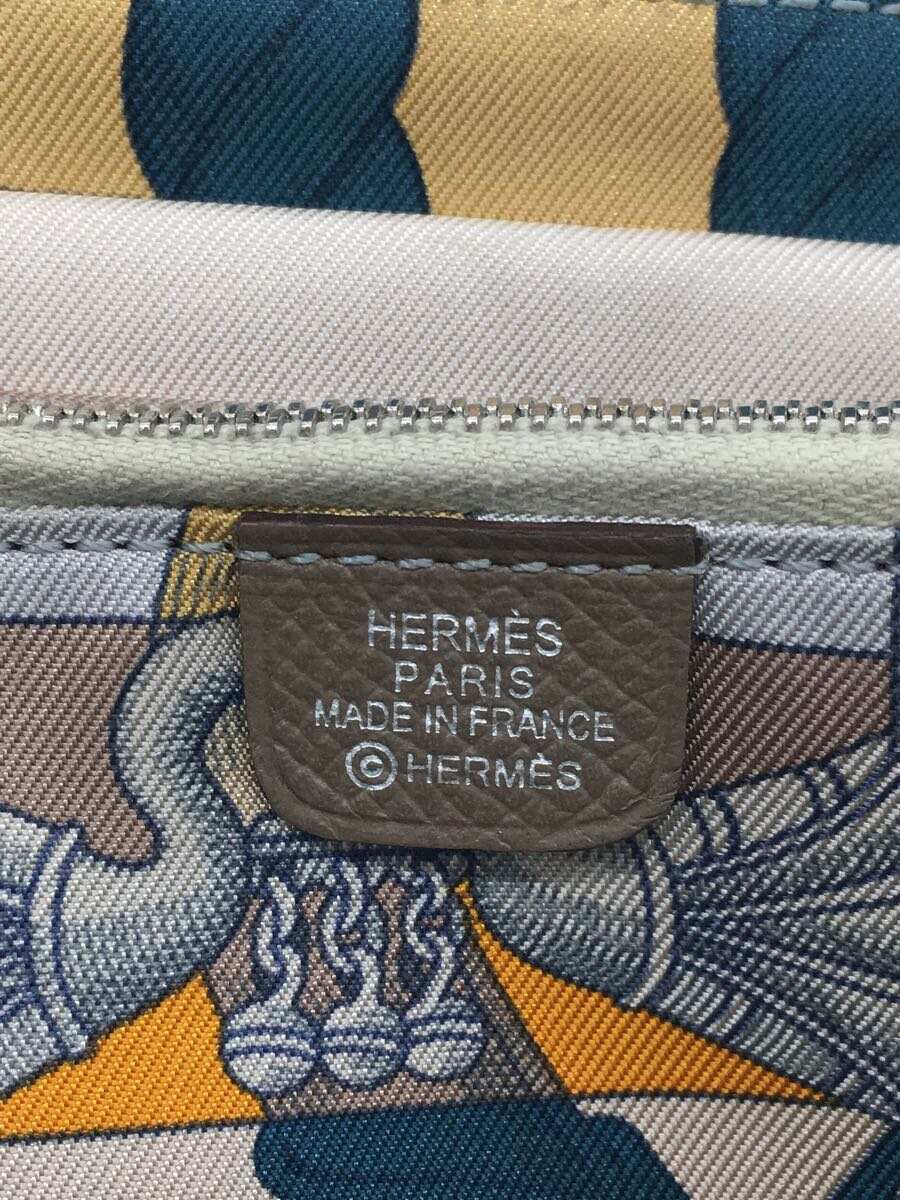 HERMES◆長財布/レザー/BRW/無地_画像3