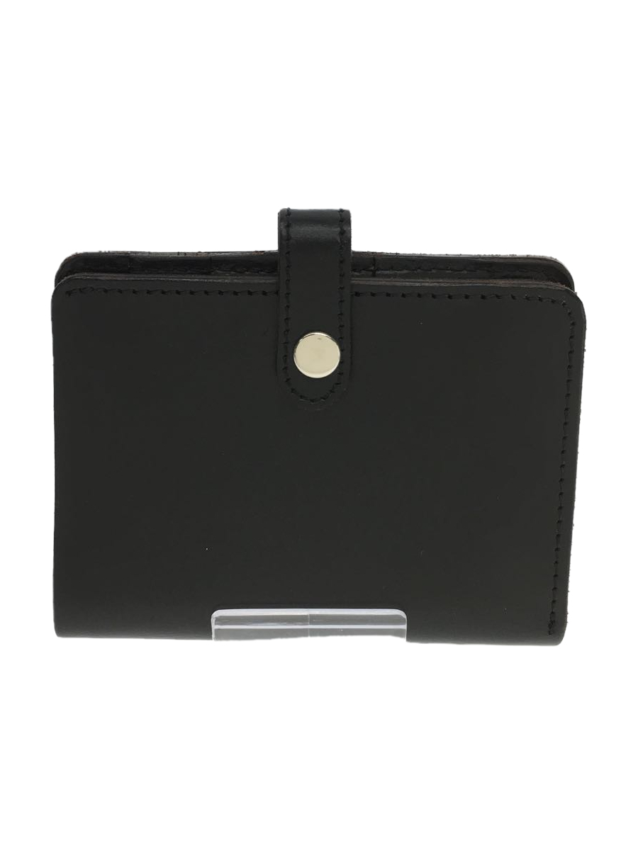 Bronson Leather/2つ折り財布/スナップボタン/レザー/BLK/無地