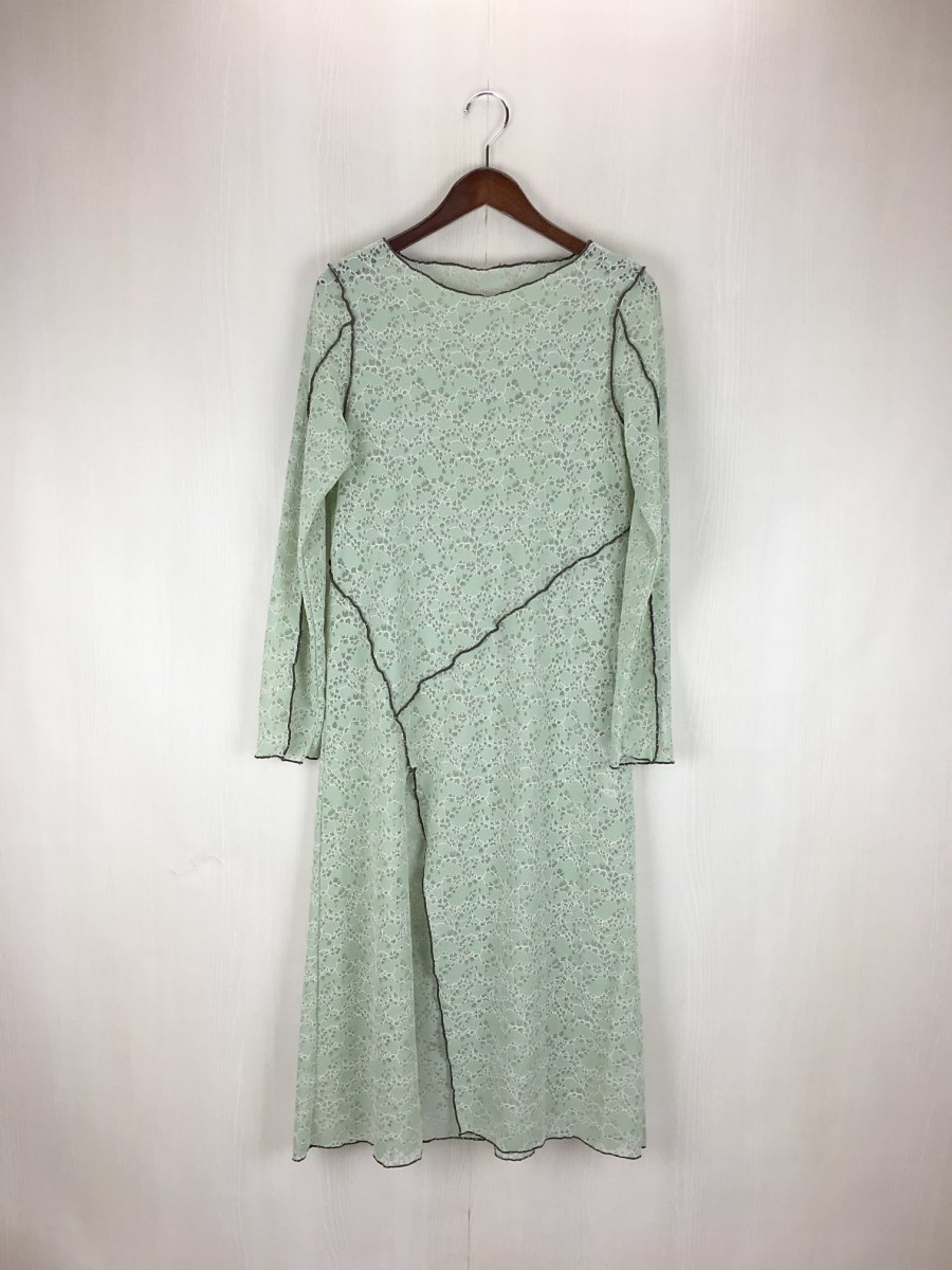 MURRAL/総レース/long stretch lace dress/長袖ワンピース/36/ナイロン/GRN