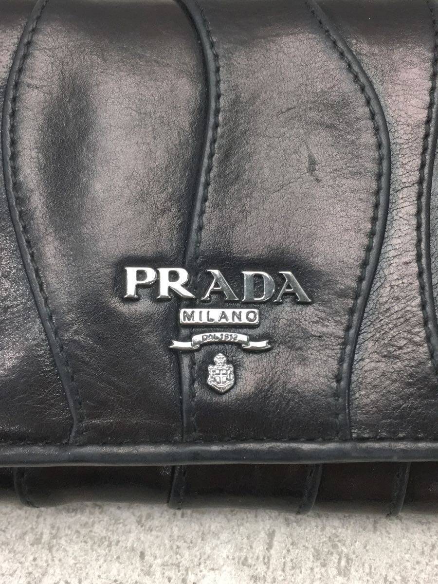 PRADA◆長財布/レザー/BLK/無地/1MV025_画像3