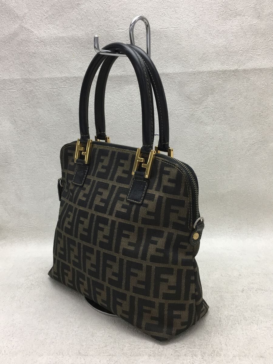 FENDI◆ハンドバッグ/キャンバス/BRW/総柄/ズッカ柄/FF金具/2WAY/ショルダー付き/_画像2