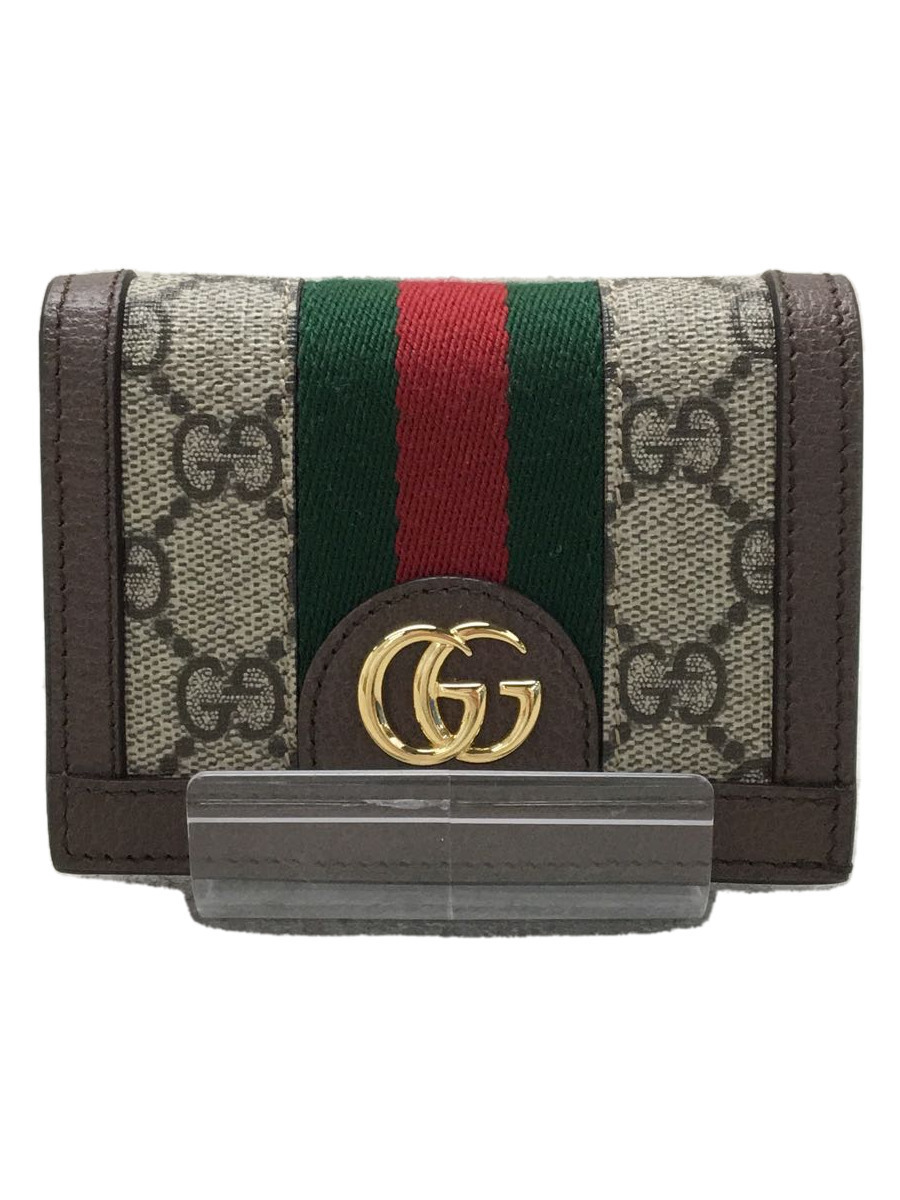 爆売り！】 GUCCI◇2つ折り財布/キャンバス/BRW/総柄/レディース 二