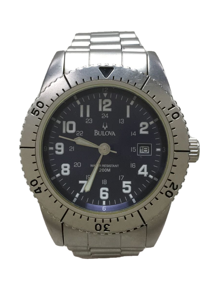 BULOVA◆クォーツ腕時計/アナログ/ステンレス/BLK/SLV/SS/BV1D101