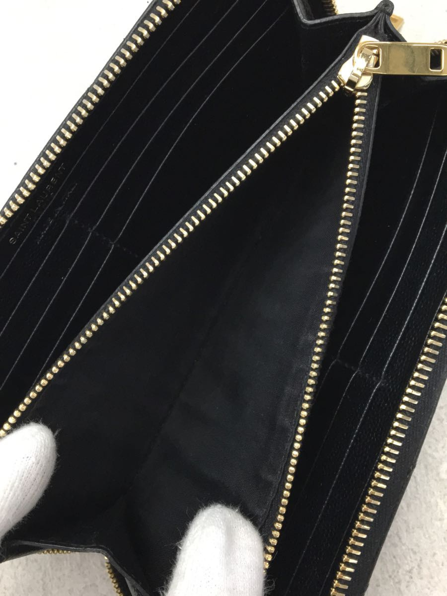 SAINT LAURENT◇長財布/レザー/BLK/無地