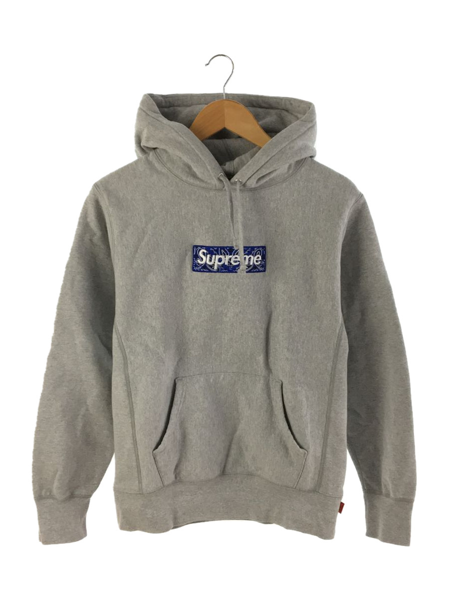 Supreme◇19AW/Bandana Box Logo Hooded Sweatshirt/S/コットン/GRY