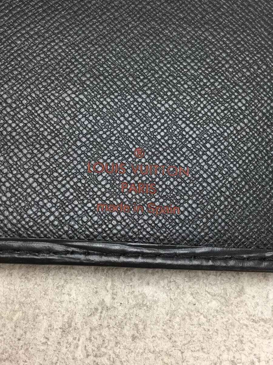 LOUIS VUITTON◆長財布/レザー/BLK/無地_画像3