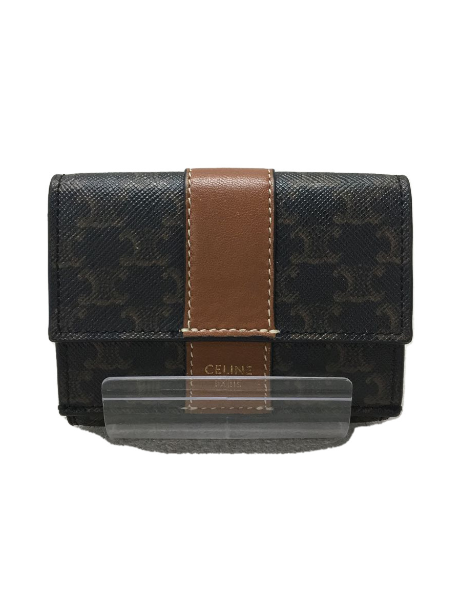 即納!最大半額! CELINE◇3つ折り財布/レザー/総柄/スモールトリ