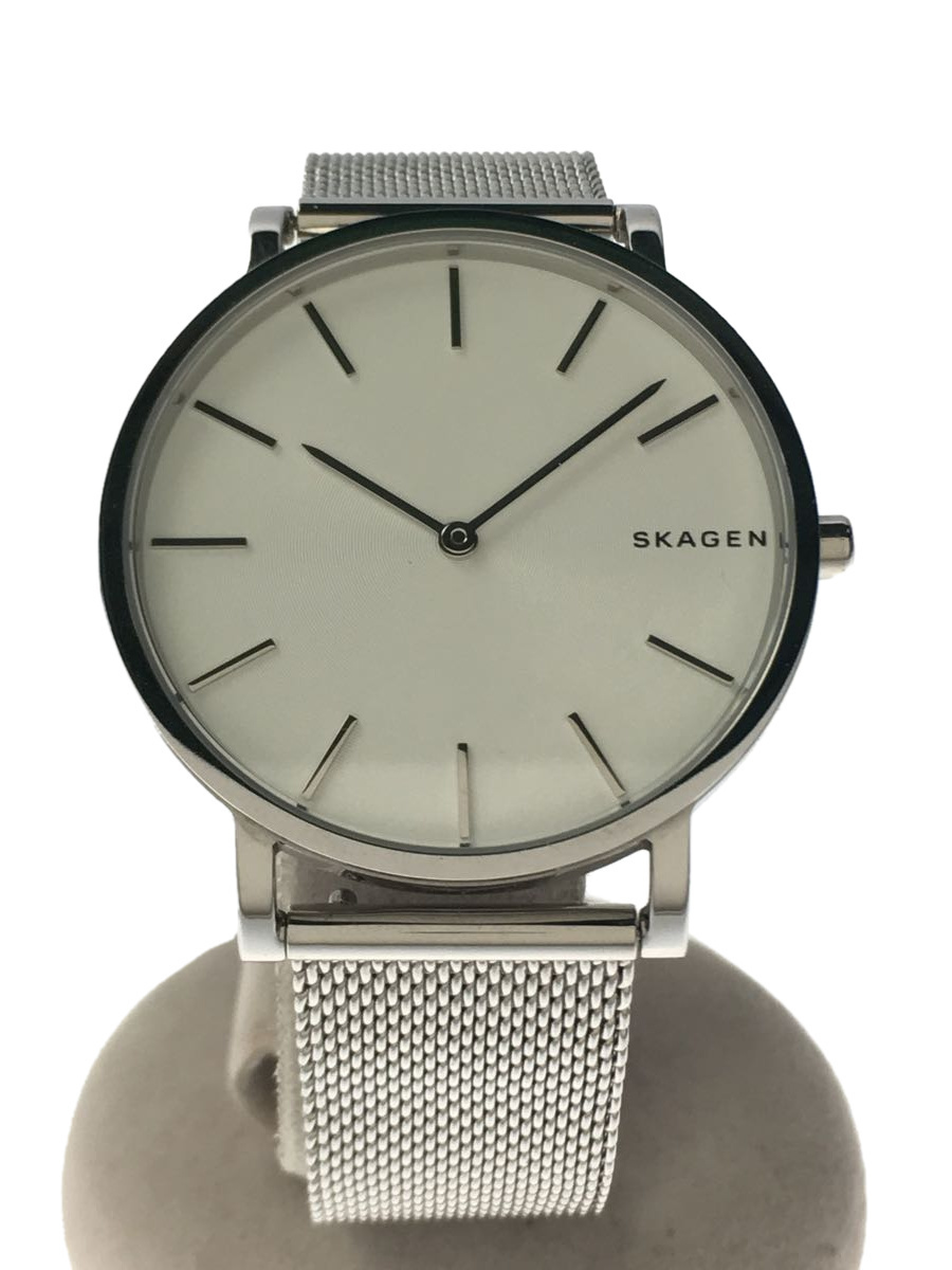 SKAGEN◆クォーツ腕時計/アナログ/ステンレス/WHT/SLV/SKW6442//バーインデックス スチールメッシュベルト_画像1