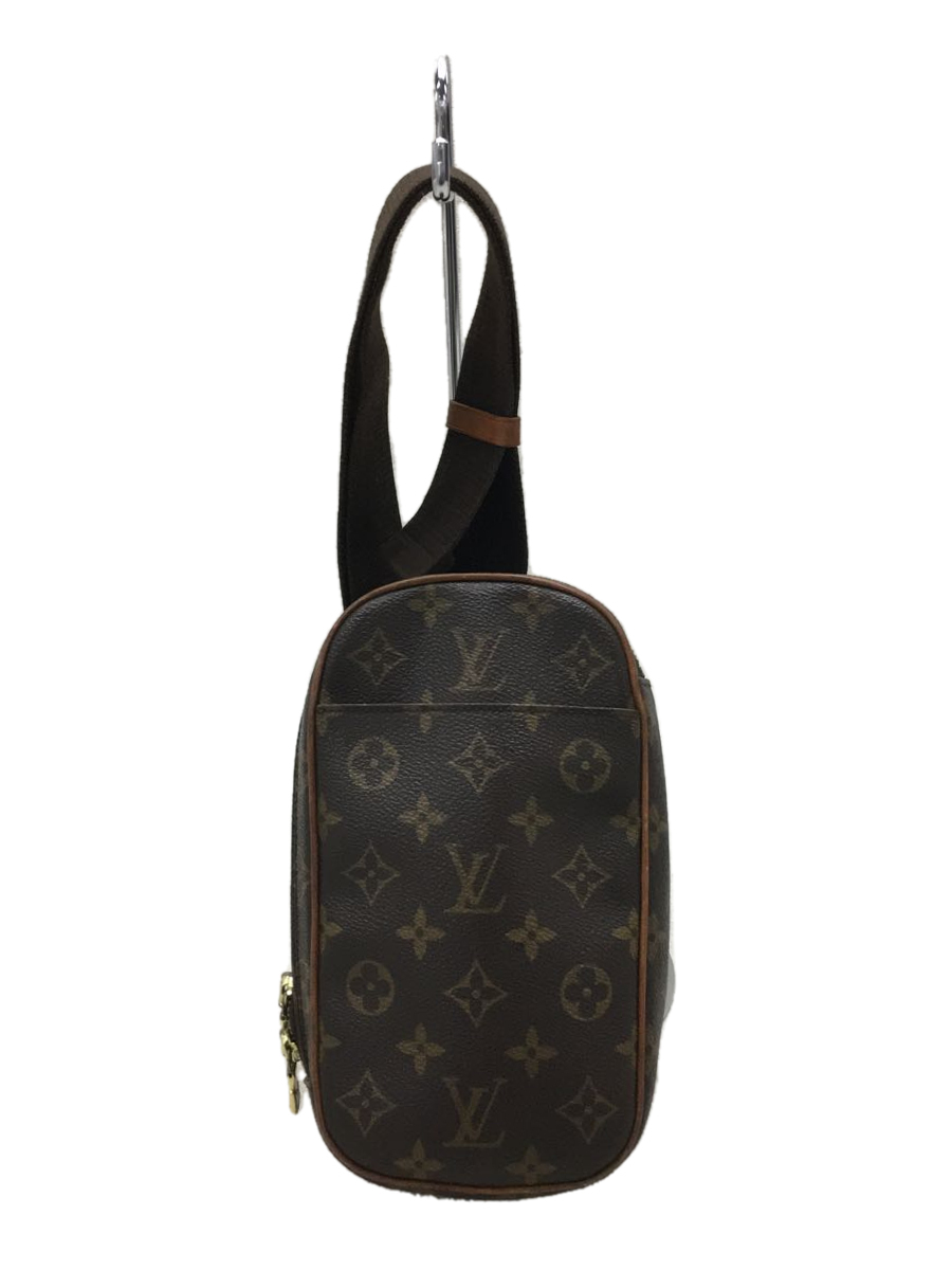 LOUIS VUITTON* pochette * gun ju_ monogram canvas /PVC/BRW