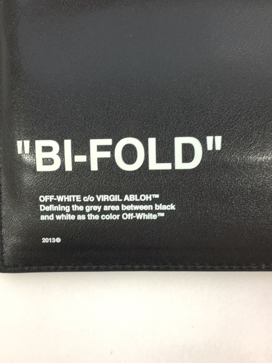 OFF-WHITE◆bi fold /2つ折り財布/レザー/BLK/プリント/メンズの画像3