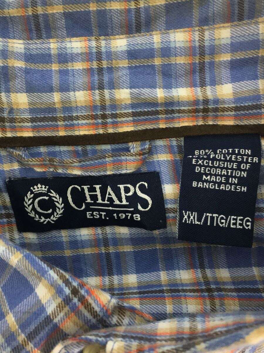 CHAPS RALPH LAUREN◆ボタンダウン長袖シャツ/XXL/コットン/BLU/チェック_画像3