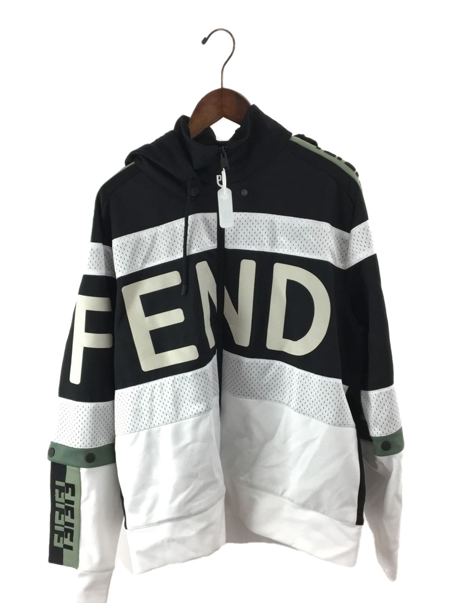 FENDI◇FAF583/タグ付/ジップパーカー/L/ポリエステル/ブラック