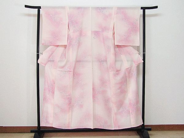 はこぽす対応商品】 ・リユース・絽小紋きもの・154cm◎N6466 仕立て