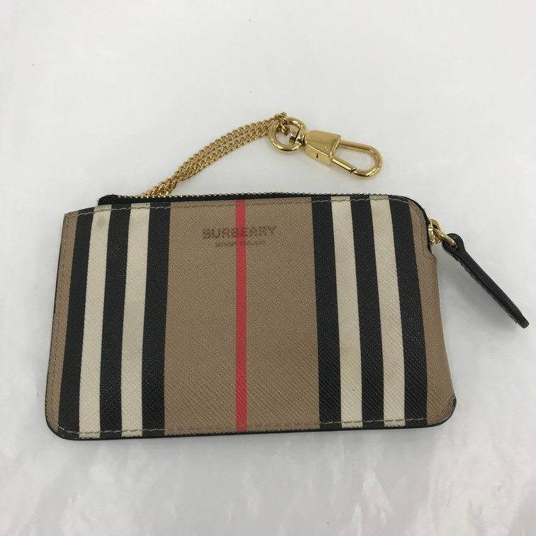 【BCAP3014】 BURBERRY バーバリー ヴィンテージチェック＆レザー ジップカードケース コインケース_画像1