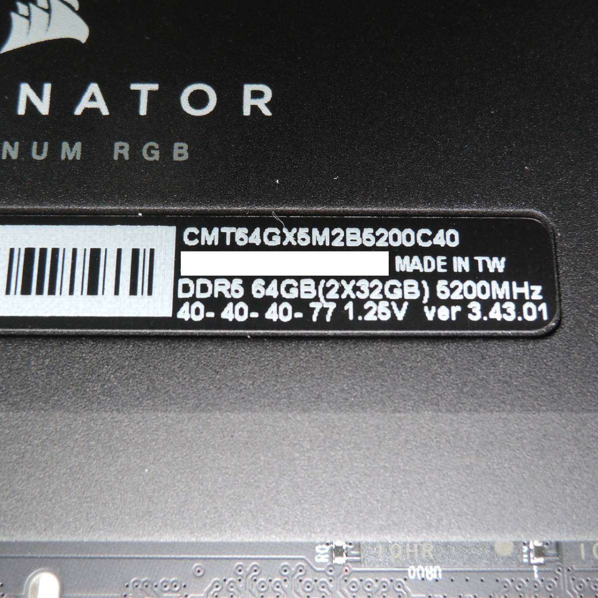 CORSAIR DOMINATOR PLATINUM RGB 64GB (32GBx2) DDR5 PC5-41600(DDR5-5200) CMT64GX5M2B5200C40_画像2