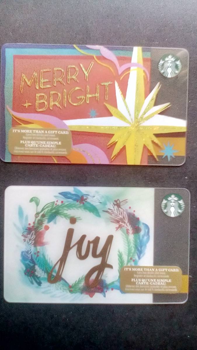 ２枚組●絶版2017●JOY & MERRY BRIGHT●クリスマス限定●北米スターバックスカード_画像1